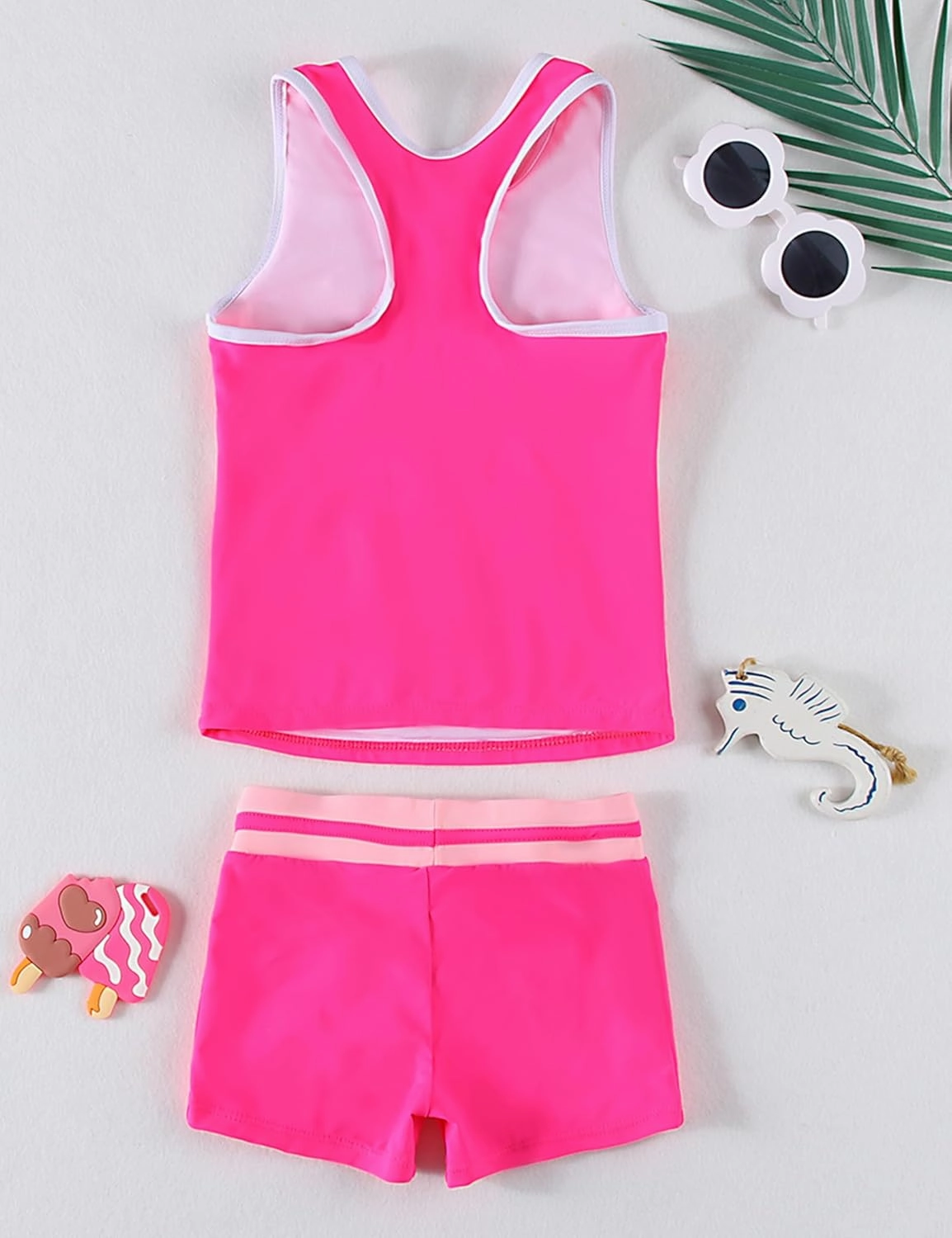 Girls Swimsuit Two Piece Boyshort Tankini Swimwear Summer Beach Rash Guard Bathing Suit Set for 5-15 Years Old Kids