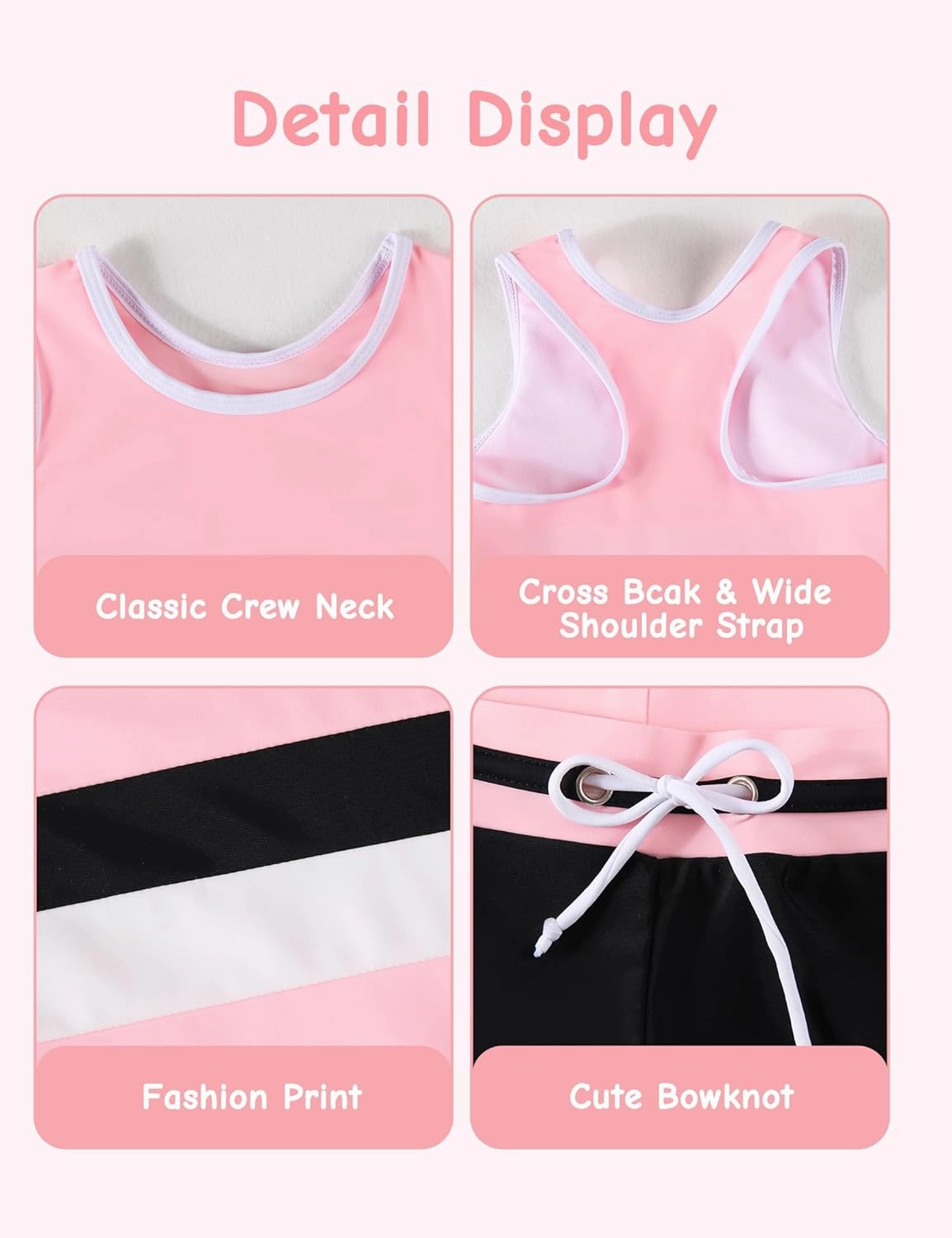 Girls Swimsuit Two Piece Boyshort Tankini Swimwear Summer Beach Rash Guard Bathing Suit Set for 5-15 Years Old Kids