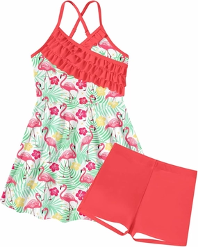 Girls Tankini Swimsuits Set Size 7-12Y Two Piece Bathing Suits with Shorts Adjustable Cross Strap Swimwear