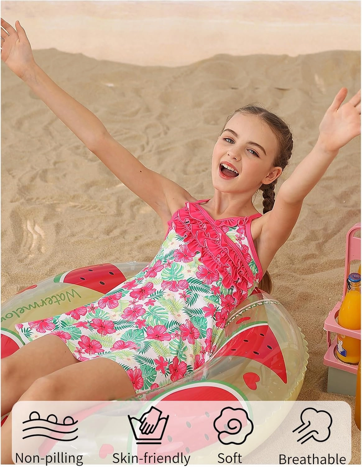 Girls Tankini Swimsuits Set Size 7-12Y Two Piece Bathing Suits with Shorts Adjustable Cross Strap Swimwear