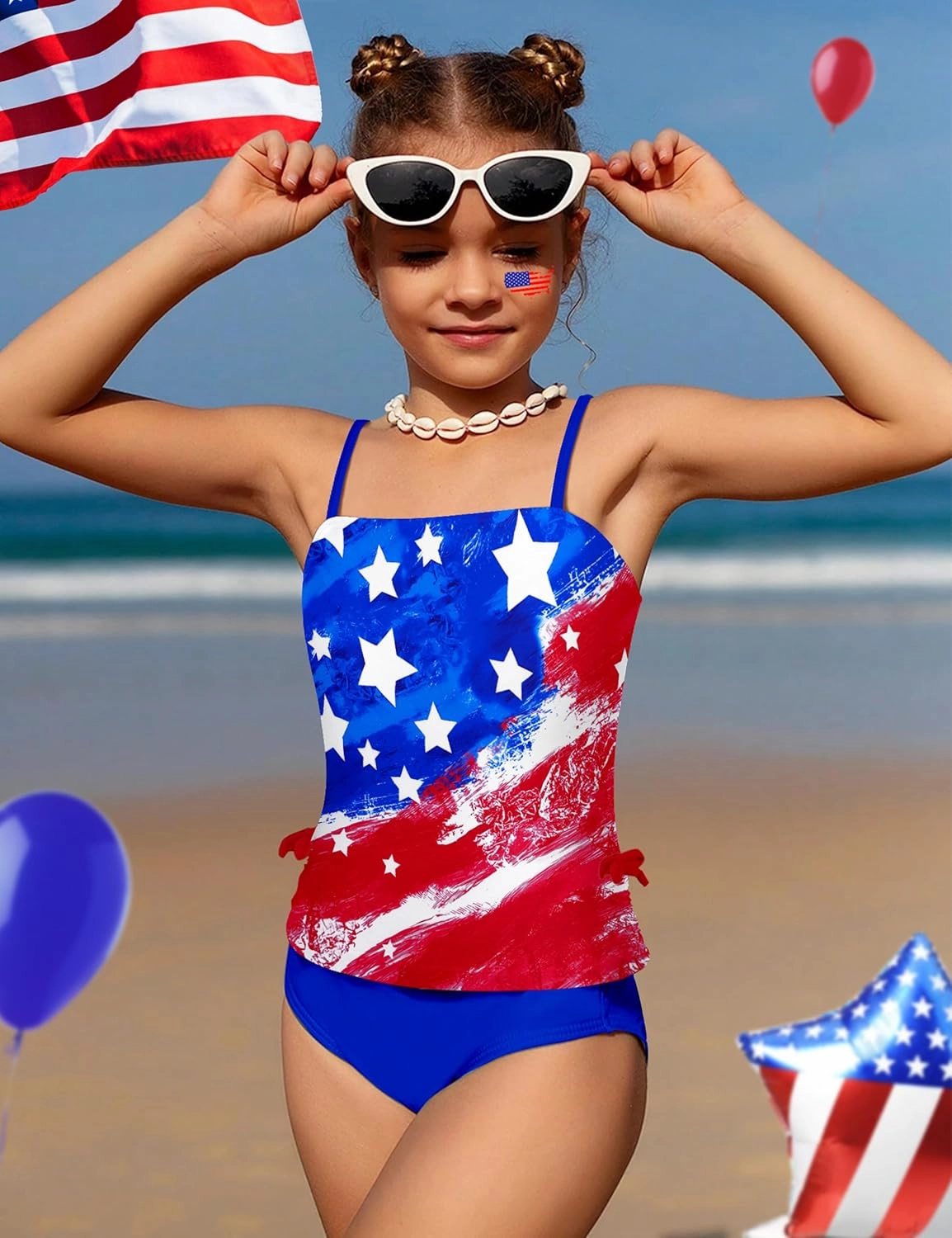 Girls Tankini Swimsuits Two Piece Bathing Suit Drawstring Swimwear Set for Girls 7-14 Years
