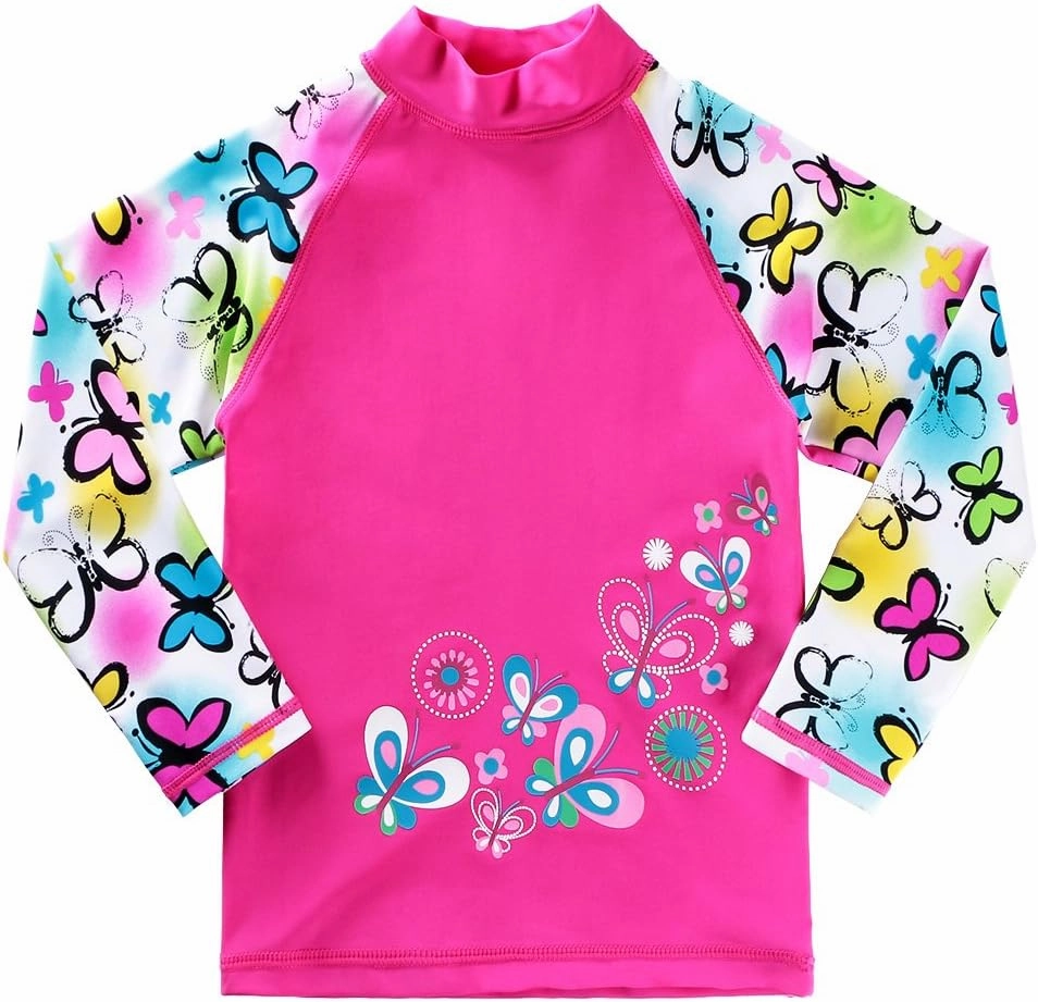 Girls Two Piece Swimsuit Long Sleeve Floral Bathing Suit UPF 50  Summer Beach Swimwear