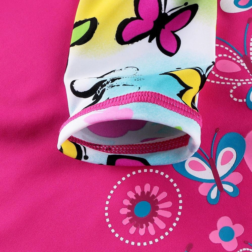 Girls Two Piece Swimsuit Long Sleeve Floral Bathing Suit UPF 50  Summer Beach Swimwear