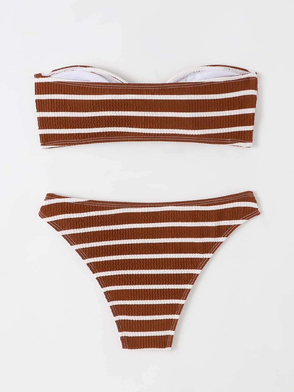 GORGLITTER Women's 2 Piece Strapless Swimsuit Striped Bandeau High Waisted Thong Bikini Set Bathing Suit