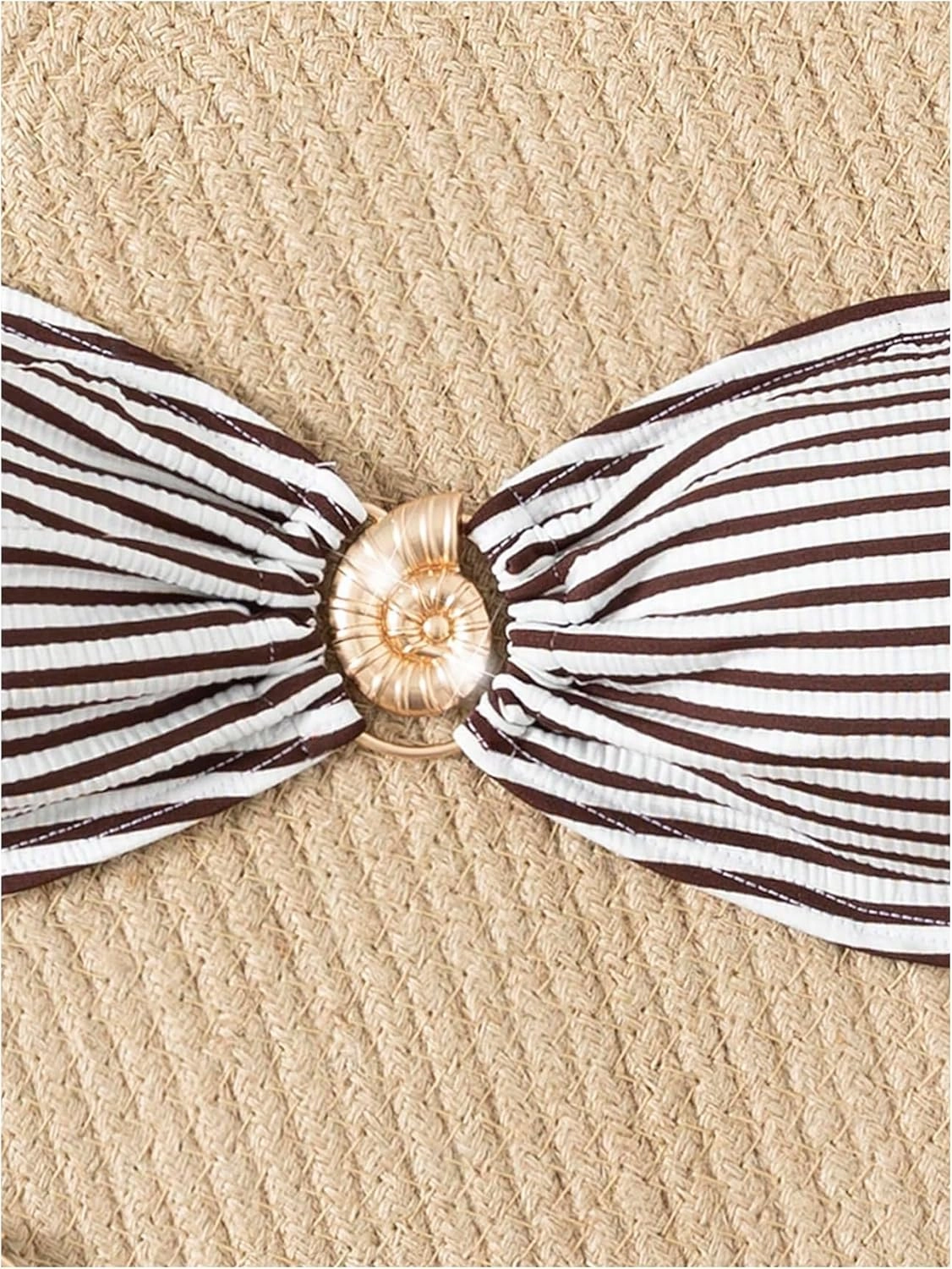 GORGLITTER Women's Striped Strapless Swimsuits Ring Linked Bandeau Bikini Set 2 Piece Bathing Suits