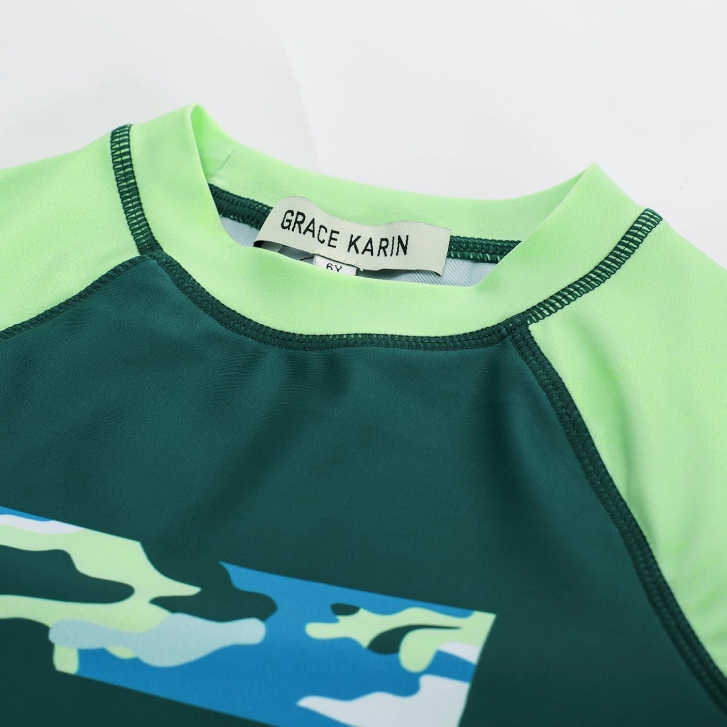 GRACE KARIN Boy Kids Two Piece Swimsuits Long Sleeve Rash Guard Swimwear Cute Bathing Suit Sets 5-12Y