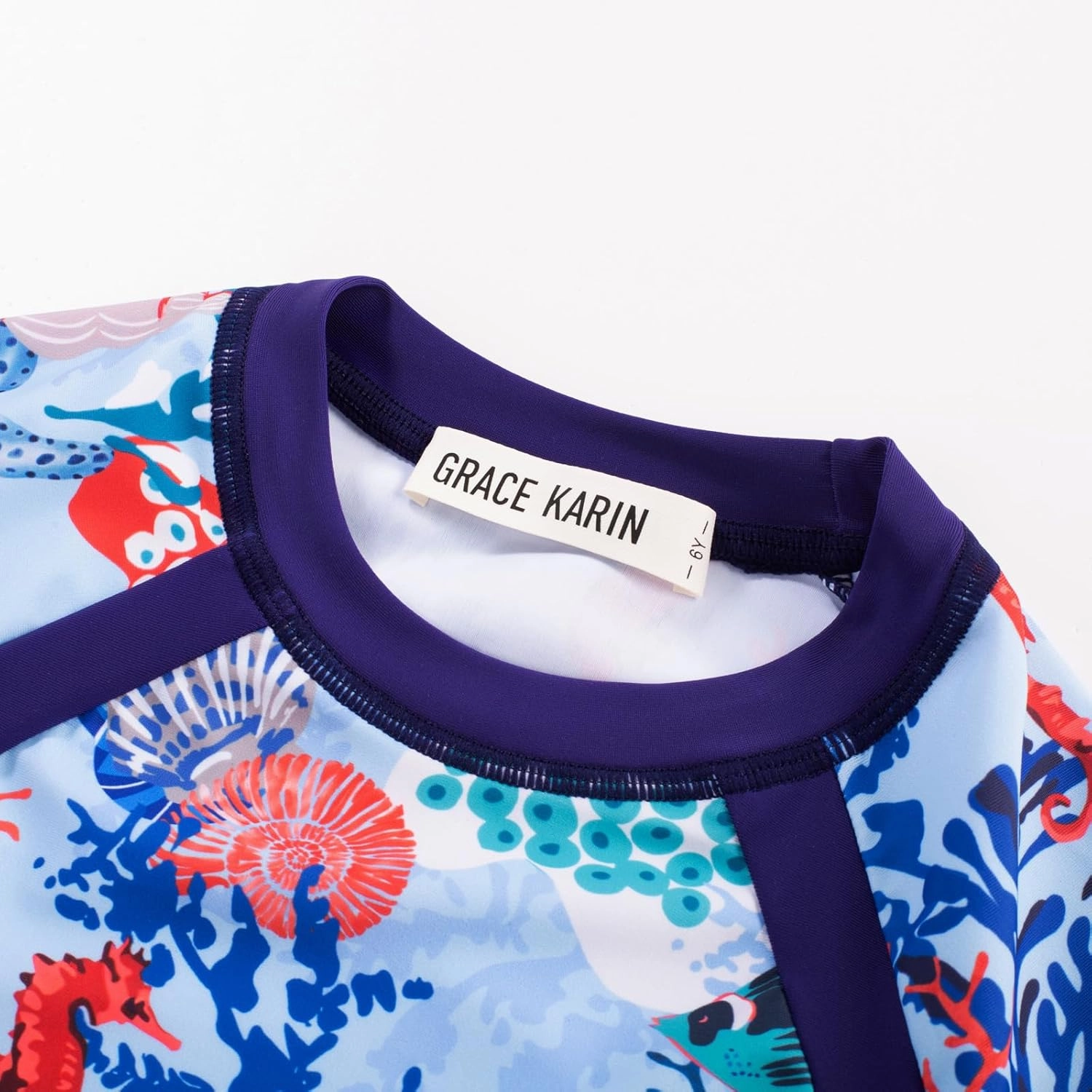 GRACE KARIN Girls Long Sleeve Swimsuit Two Piece Rashguard Floral Swimwear 6-14Y