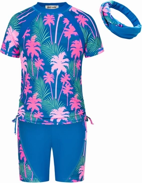 GRACE KARIN Girls Rash Guard Swimsuit Short Sleeve Two Piece Bathing Suit 6-12Y