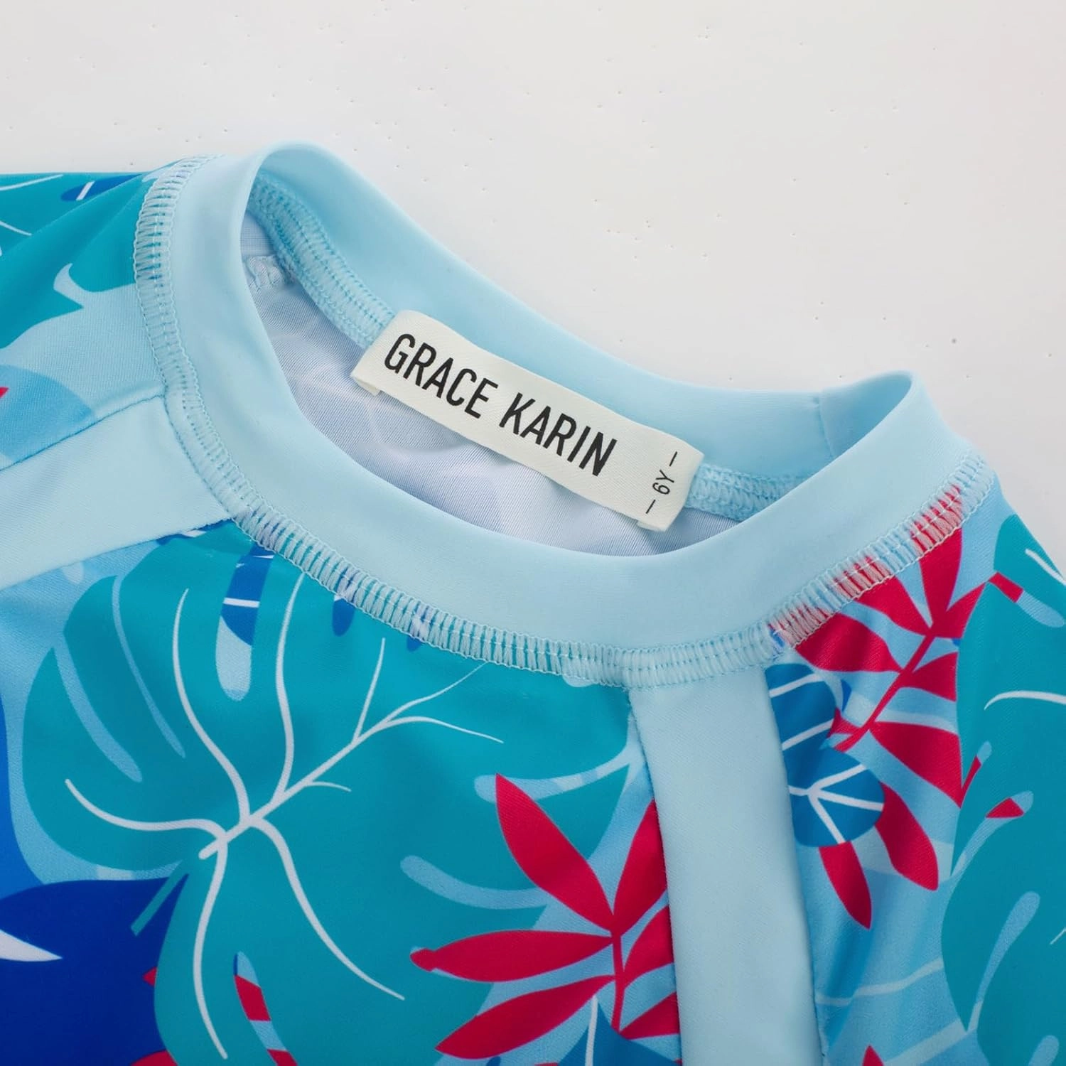 GRACE KARIN Girls Rash Guard Swimsuit Short Sleeve Two Piece Bathing Suit 6-12Y