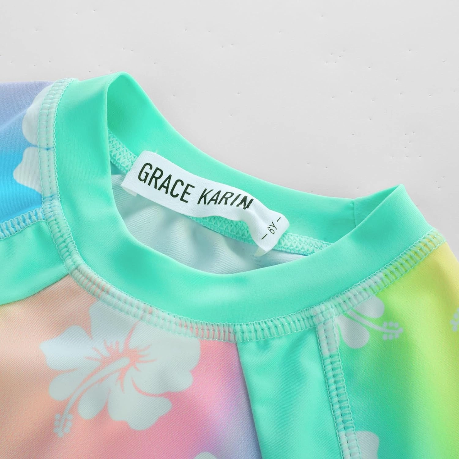GRACE KARIN Girls Swimsuit Girls Long Sleeve Rash Guard 3-Pieces Bathing Suit 5-12Y