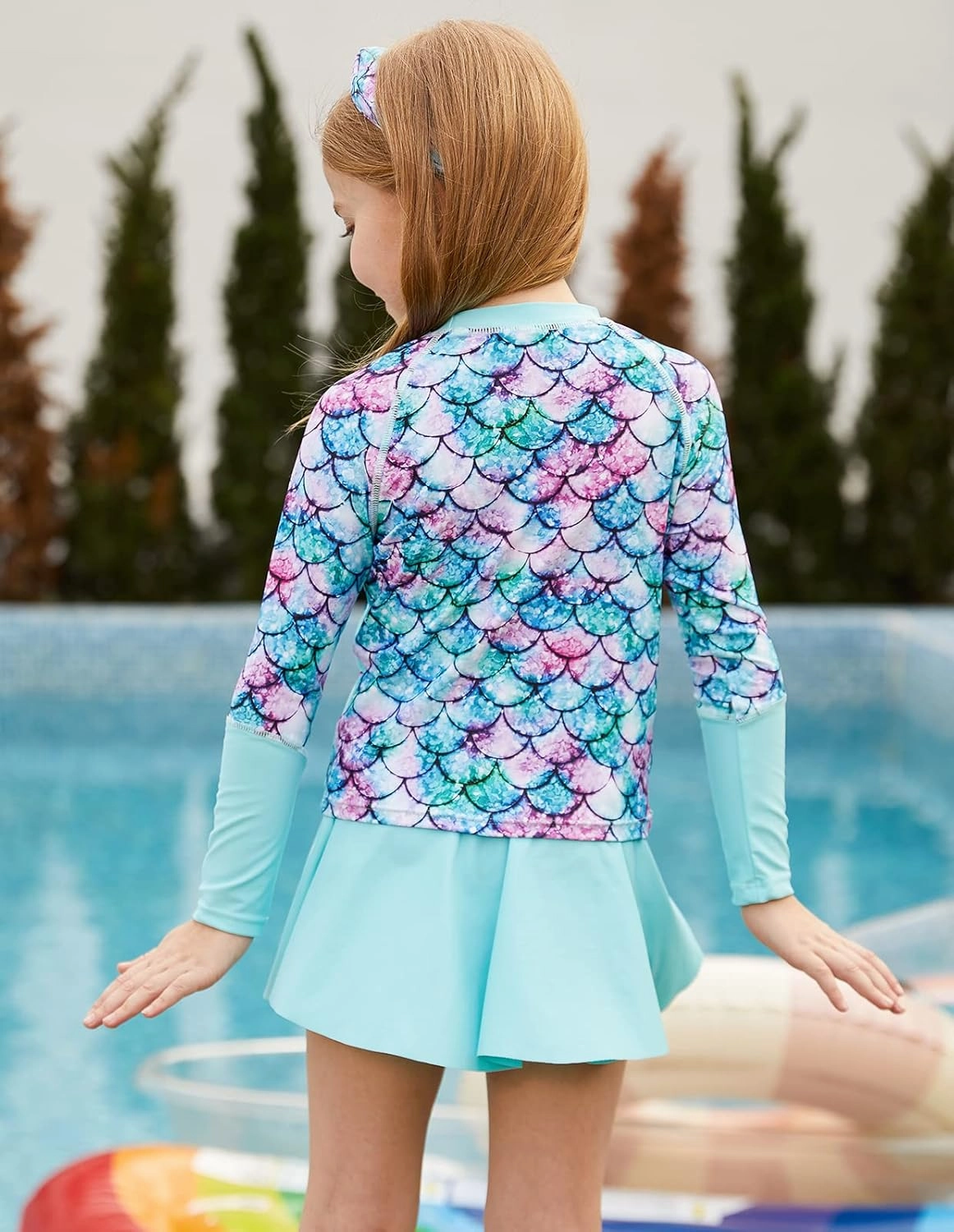 GRACE KARIN Girls Swimsuit Girls Long Sleeve Rash Guard 3-Pieces Bathing Suit 5-12Y