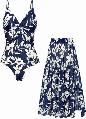 GRACE KARIN Women's One Piece Swimsuits with Cover Up Skirt Tummy Control V Neck Bathing Suits