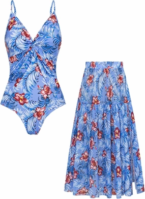 GRACE KARIN Women's One Piece Swimsuits with Cover Up Skirt Tummy Control V Neck Bathing Suits