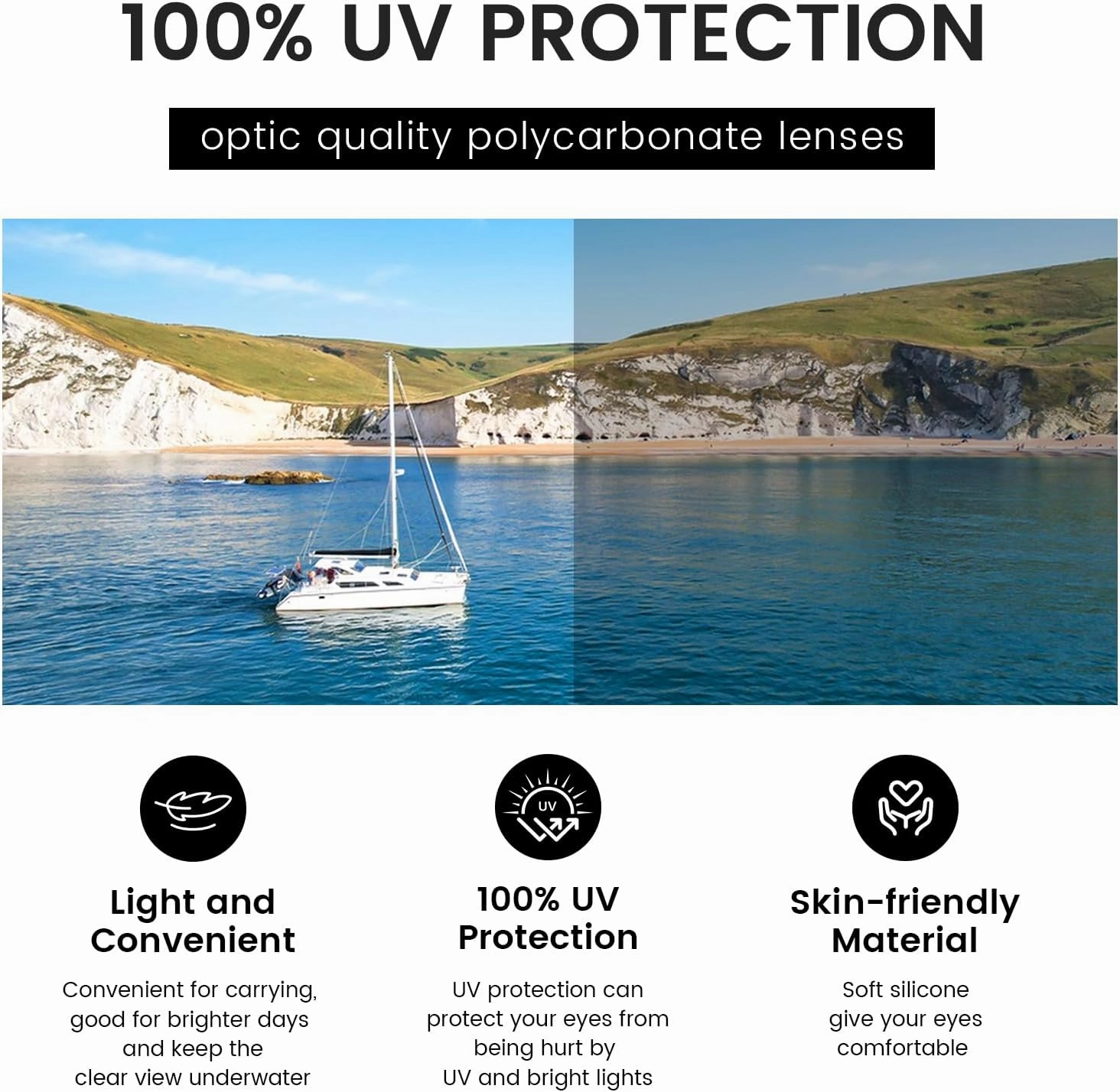 Graynoma Swimming Goggles & Cap Set, Anti Fog Swim Goggles UV Protection Silicone Swim Cap Waterproof for Adult Men Women