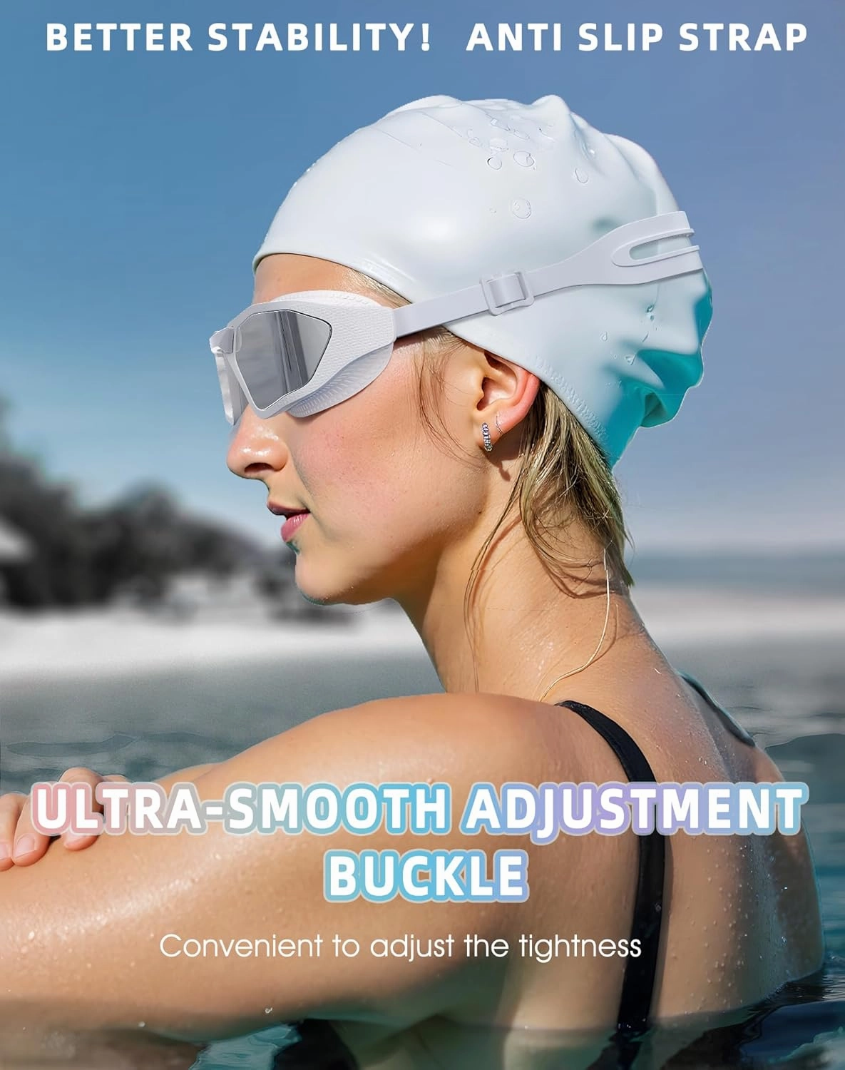 Greatever Sleek Swim Goggles Unisex-Adult, UV400 Protection Swimming Goggles, HD Wide View Goggles, Anti Fog No Leakage