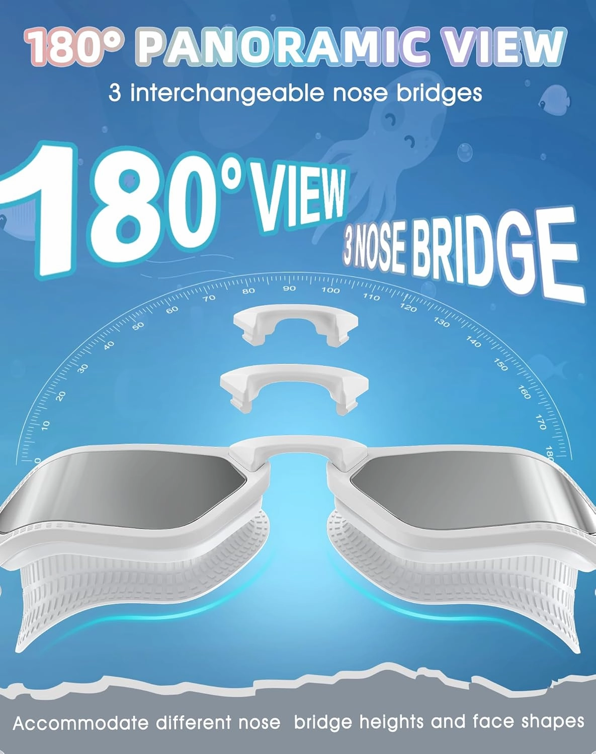 Greatever Sleek Swim Goggles Unisex-Adult, UV400 Protection Swimming Goggles, HD Wide View Goggles, Anti Fog No Leakage