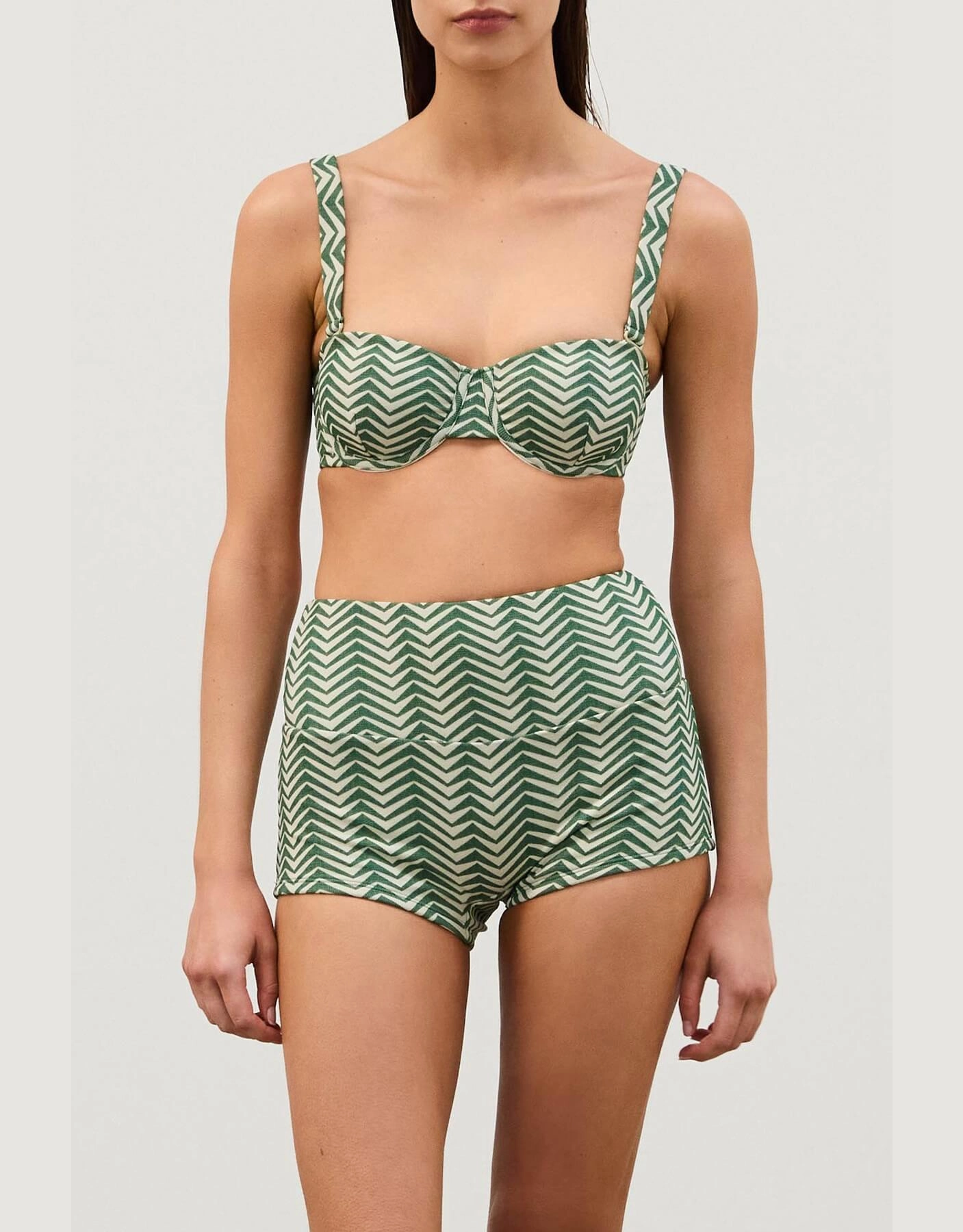 Green Zig Zag Balconette Bra Cup Bikini Top