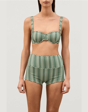 Green Zig Zag Balconette Bra Cup Bikini Top