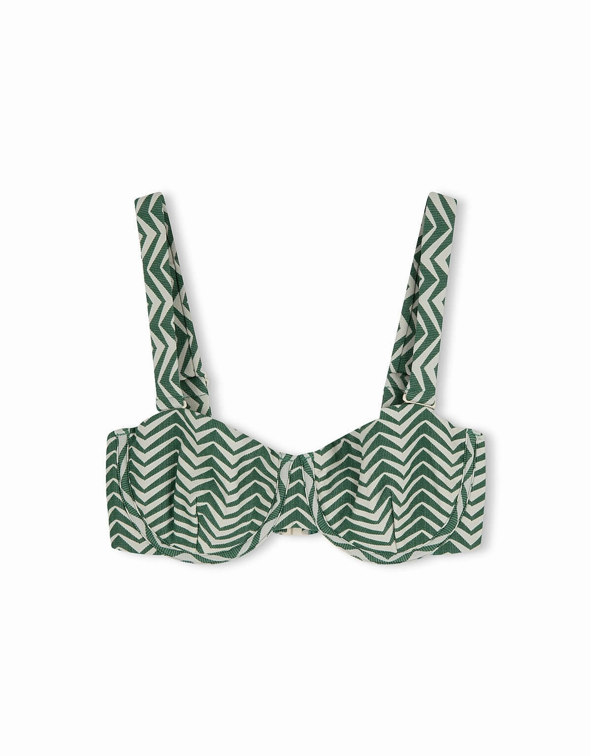 Green Zig Zag Balconette Bra Cup Bikini Top