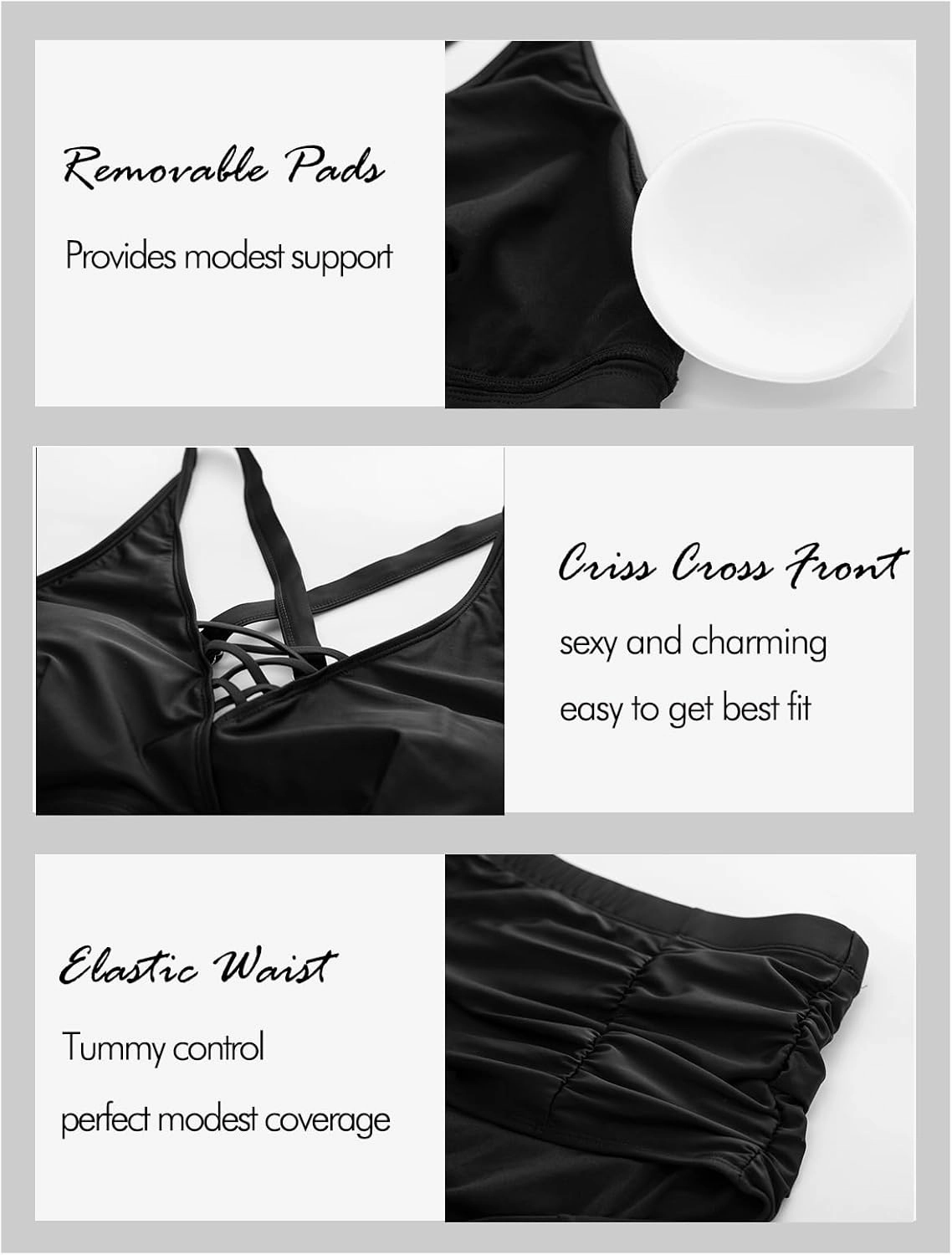 Hanna Nikole Bikini Sets for Women Plus Size Front Strappy Two Piece Bathing Suits High Waist Tummy Control Swimsuit