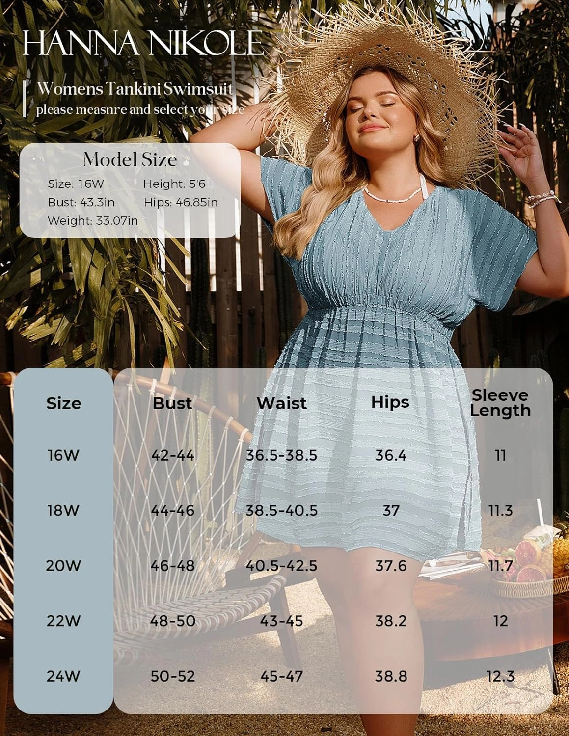 Hanna Nikole Plus Size Swimsuit Cover Ups for Women Side Slit Womens Bathing Suit Cover Ups Elastic Waist Beach Wear