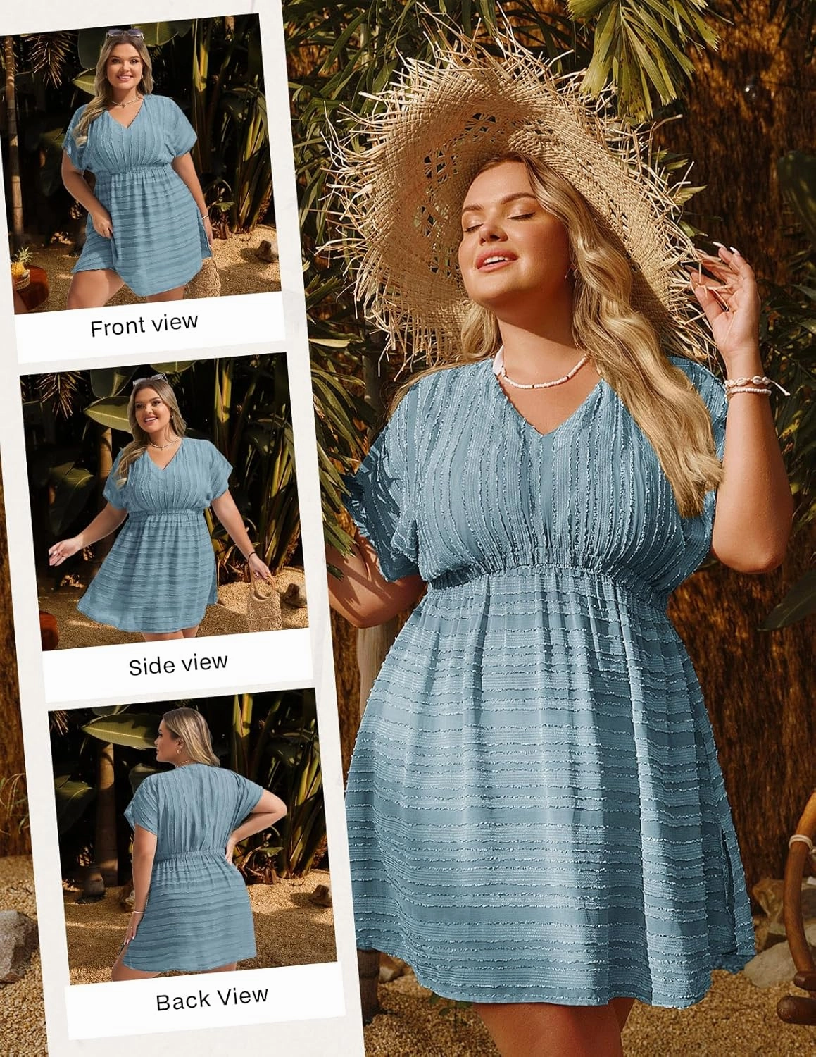 Hanna Nikole Plus Size Swimsuit Cover Ups for Women Side Slit Womens Bathing Suit Cover Ups Elastic Waist Beach Wear