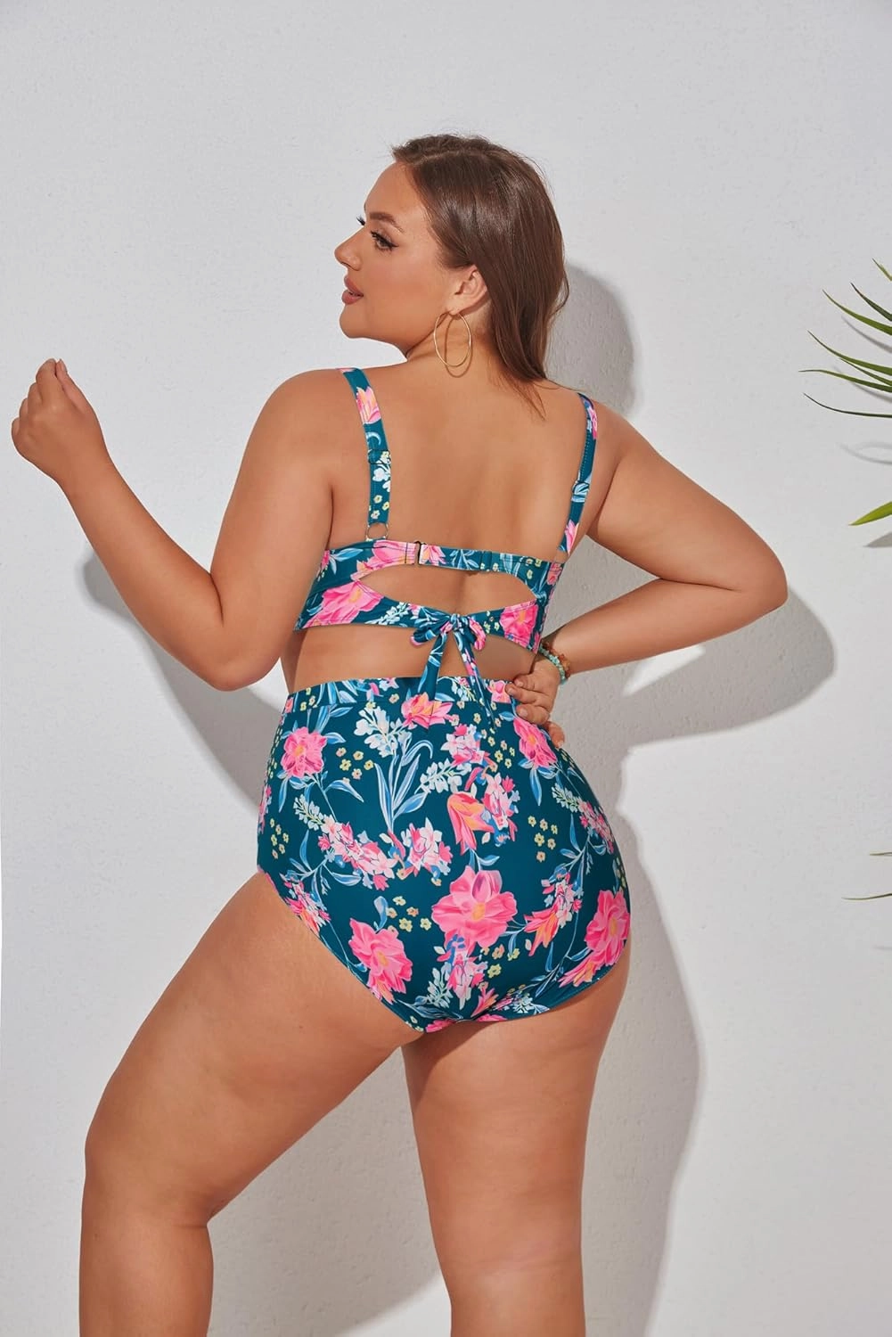 Hanna Nikole Women Plus Size Two Piece Swimsuit Sets Twist Front Bikini Bathing Suit with Drawstring Ruched Bottom