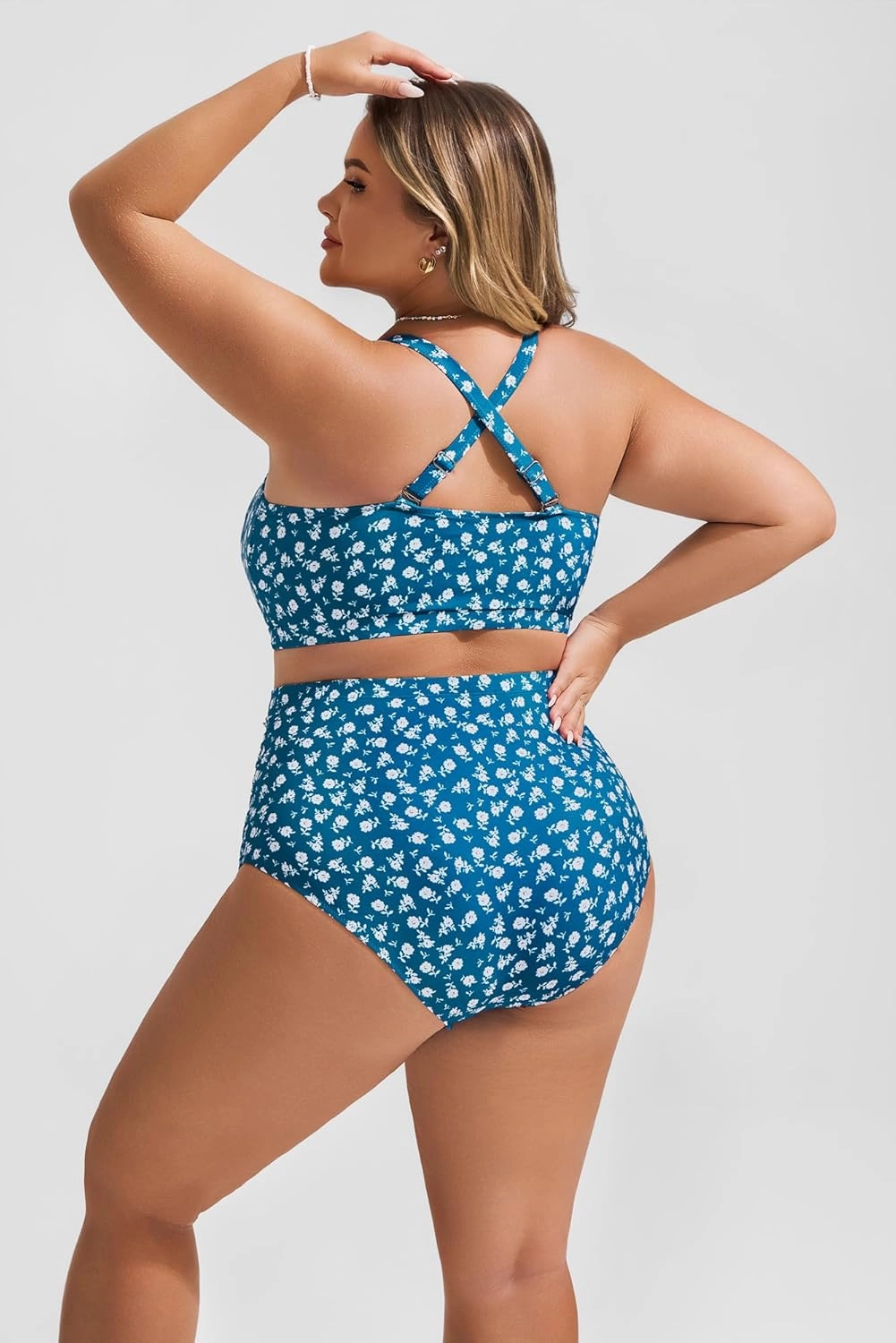 Hanna Nikole Womens High Waisted Bikini Plus Size Swimsuits Two Piece Bathing Suits Tummy Control Swimwear