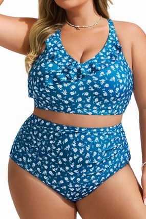 Hanna Nikole Womens High Waisted Bikini Plus Size Swimsuits Two Piece Bathing Suits Tummy Control Swimwear
