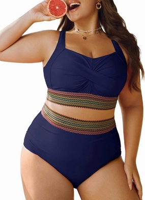Hanna Nikole Womens High Waisted Bikini Sets Tummy Control Push Up Swimsuit 2025 Color Block Ruched 2 Piece Bathing Suit