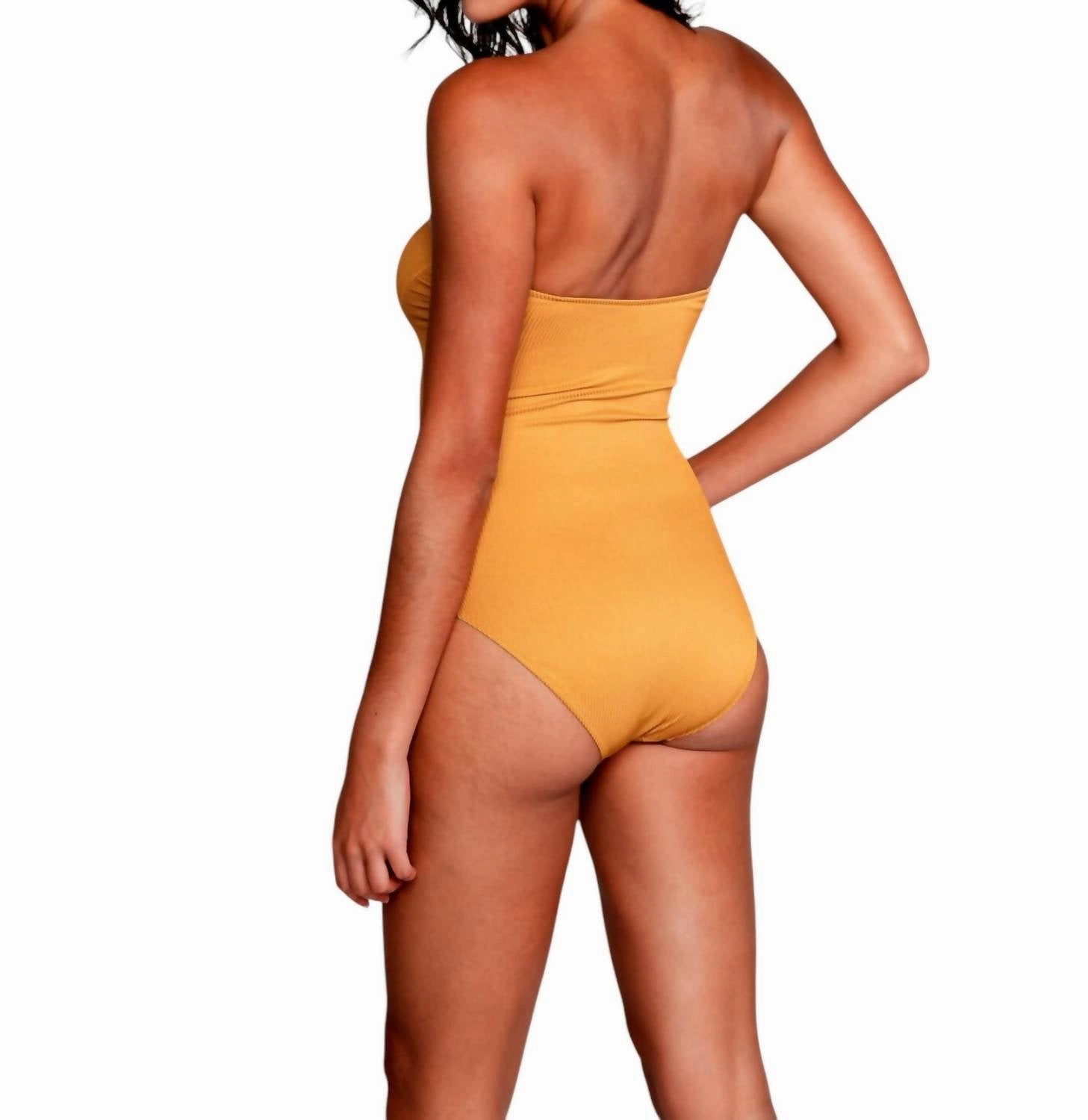 Hannah Bandeau One Piece Swimsuit With Removable Straps In Gold