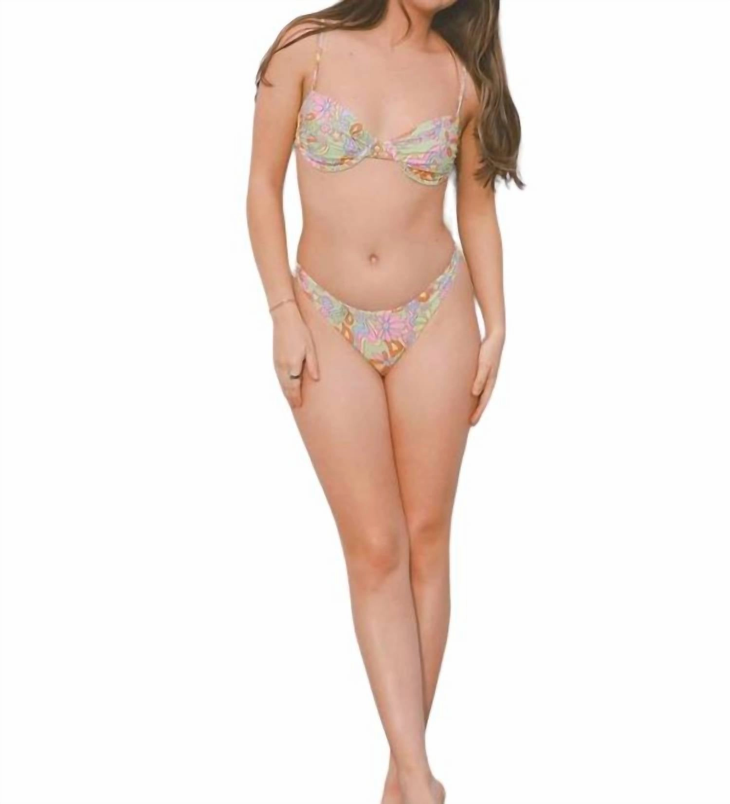 Happy As Can Be Suit Bikini Top In Green Multi