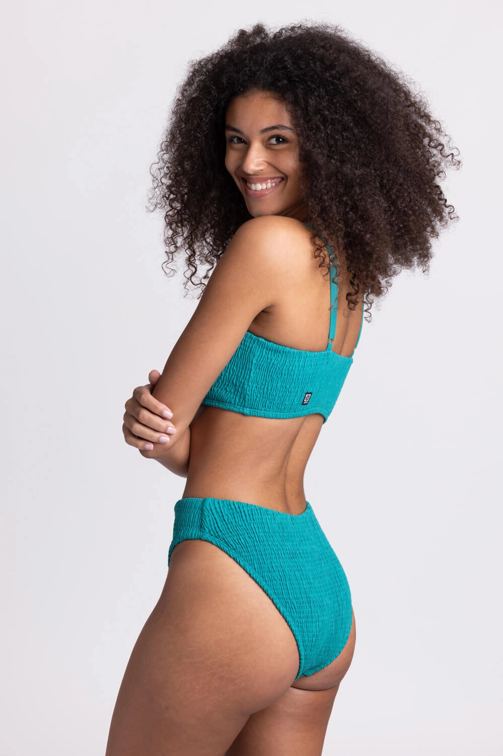 Hazel Smocked Bikini Bottom - Palm