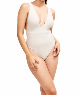 Helena Deep Plunge Swimsuit In Platinum