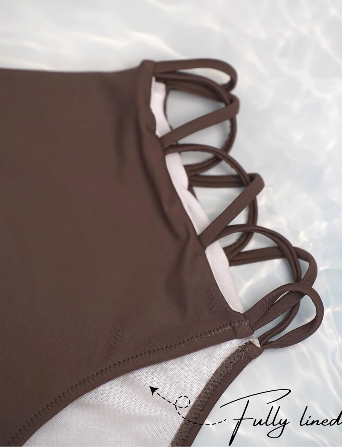 High Waisted Bikini Bottoms for Women Tummy Control Retro Black Full Coverage Strappy Bathing Suit Bottoms