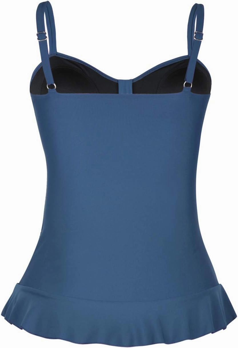 Hilor Women's 50's Retro Ruched Tankini Swimsuit Top with Ruffle Hem Bathing Suit Top Tummy Control Swim Tops