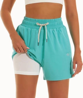 HODOSPORTS Women's 4'' Swim Shorts Quick Dry Board Shorts with Boxer Liner Pockets Swimsuit Bottoms