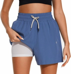 HODOSPORTS Women's 4'' Swim Shorts Quick Dry Board Shorts with Boxer Liner Pockets Swimsuit Bottoms