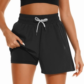 HODOSPORTS Women's 4'' Swim Shorts Quick Dry Board Shorts with Boxer Liner Pockets Swimsuit Bottoms