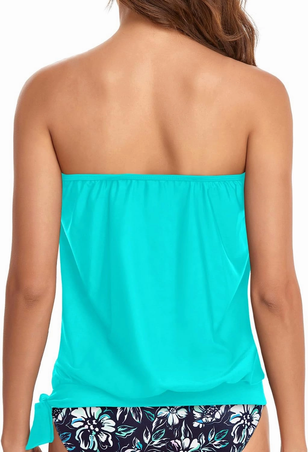 Holipick Strapless Tankini Tops for Women Swimwear Top ONLY Bandeau Bathing Suit Blouson Swimsuit No Bottom