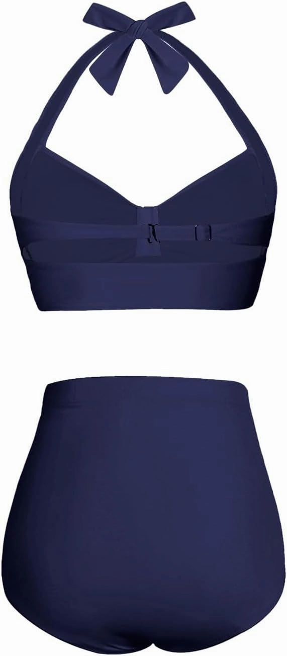 Holipick Women High Waisted Bikini Set Two Piece Swimsuit Tummy Control Bathing Suit Vintage Halter Swimwear