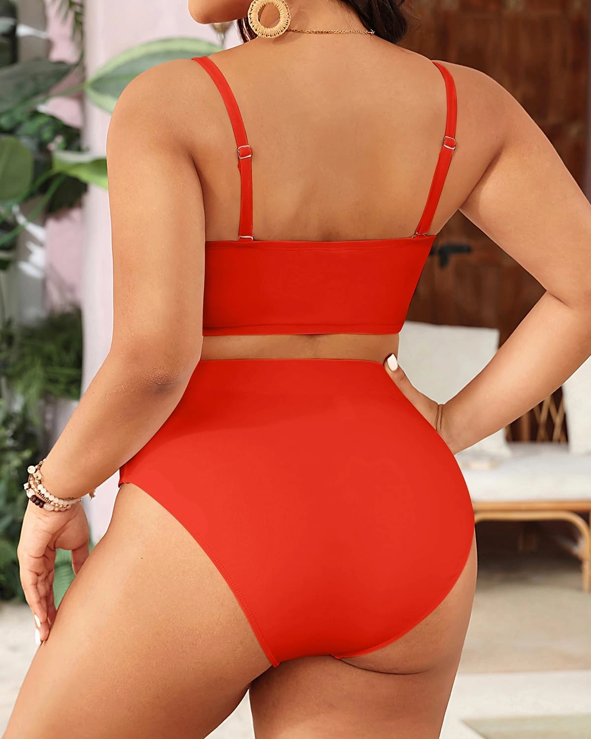 Holipick Women Plus Size Two Piece Bikini High Waisted Swimsuit Bandeau Strapless Bathing Suit Swimwear