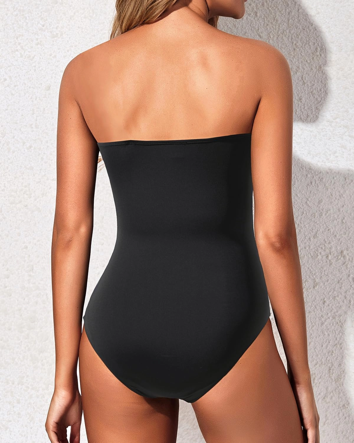 Holipick Women Strapless One Piece Swimsuits Tummy Control Bandeau Bathing Suits Retro Slimming Swimwear