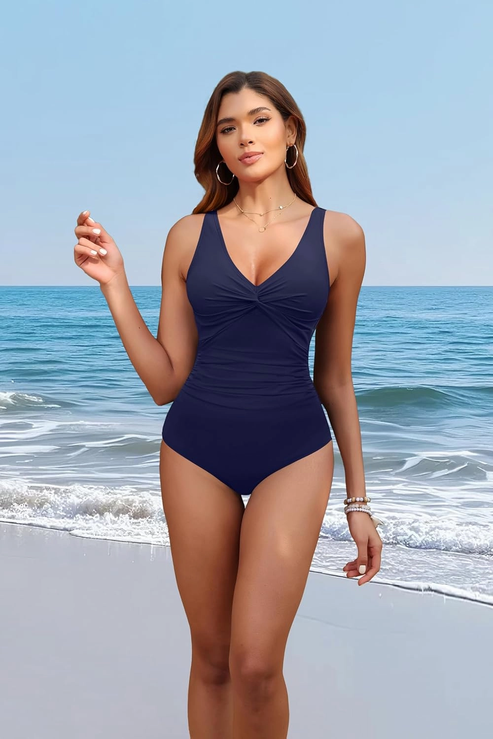 Holipick Women Tummy Control One Piece Swimsuit - Push Up Bathing Suit Full Coverage Slimming Swimwear