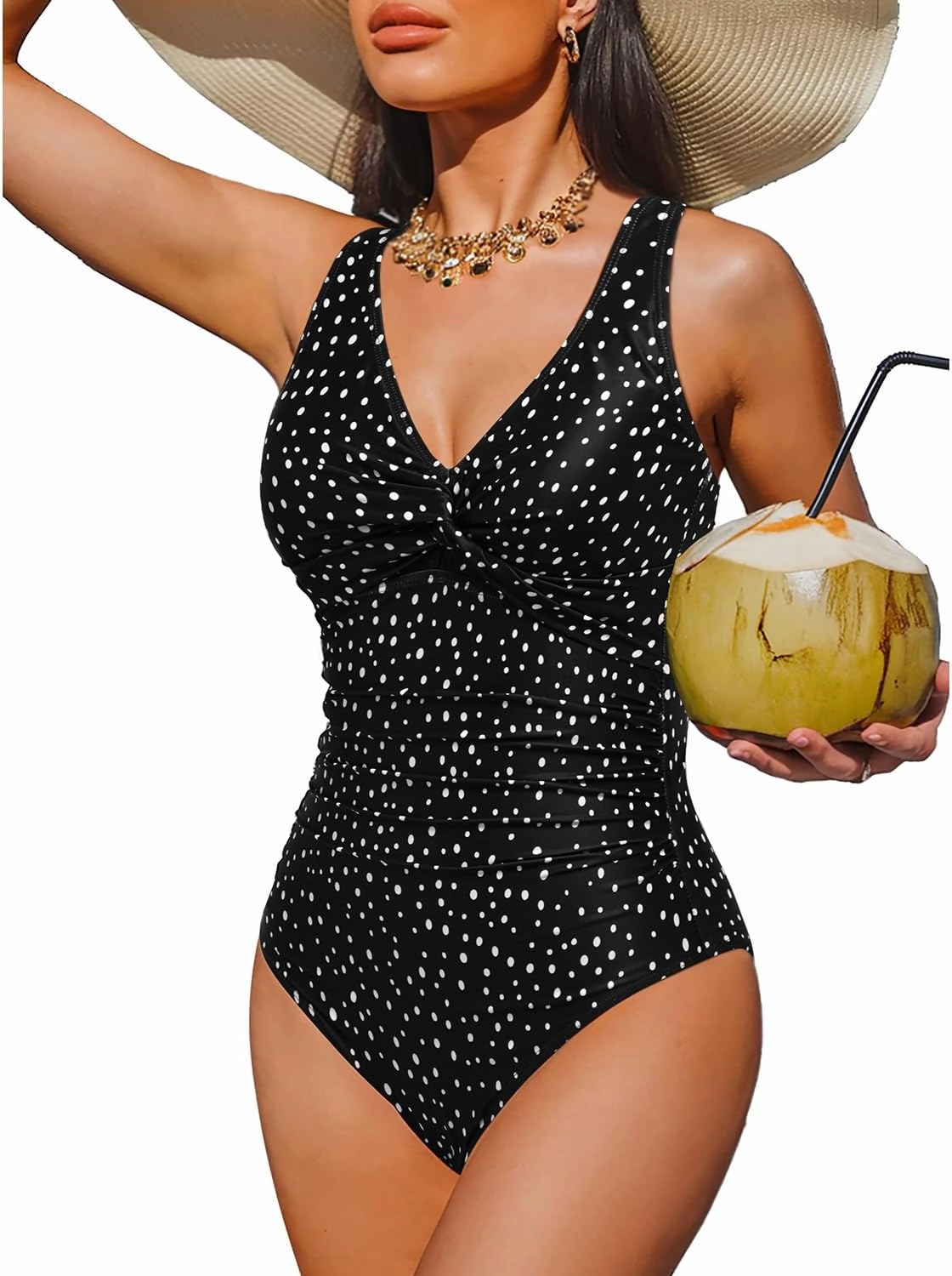 Holipick Women Tummy Control One Piece Swimsuit - Push Up Bathing Suit Full Coverage Slimming Swimwear
