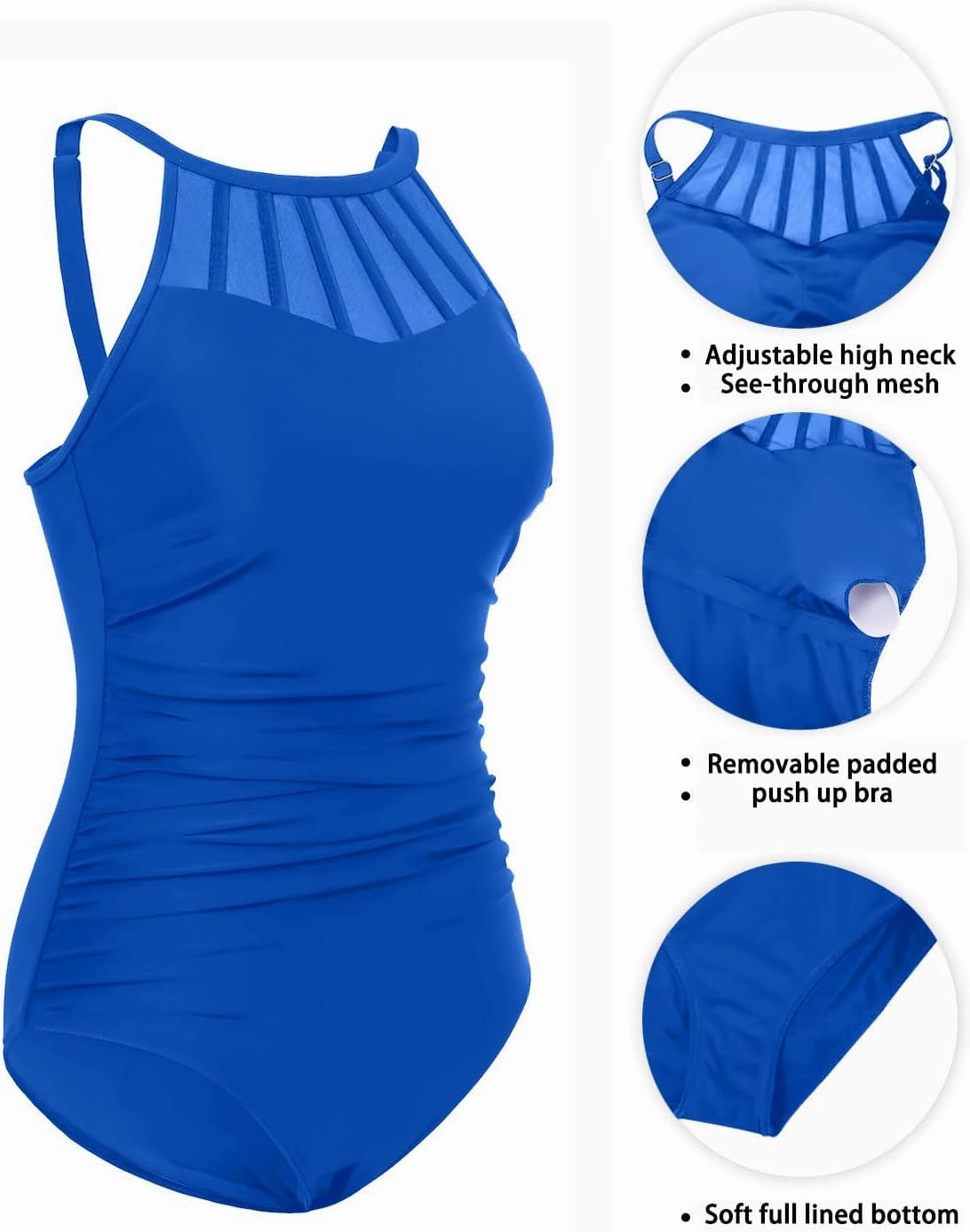 Holipick Women Tummy Control One Piece Swimsuit Modest Bathing Suit Full Coverage High Neck Swimwear
