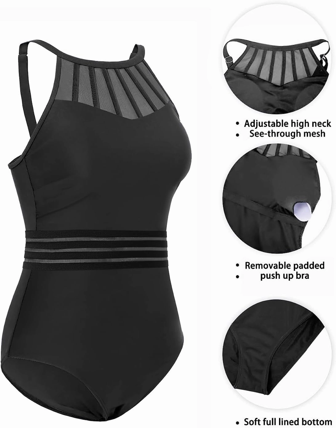 Holipick Women Tummy Control One Piece Swimsuit Modest Bathing Suit Full Coverage High Neck Swimwear