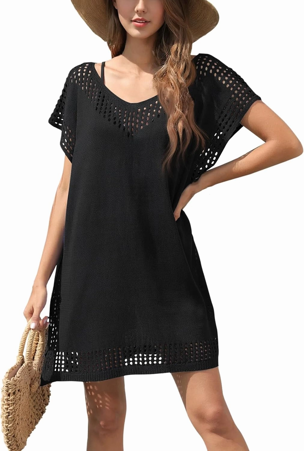 Hollow Out Swimsuit Coverup for Women, Womens Bathing Suit Beach Cover Up Swimwear Dress