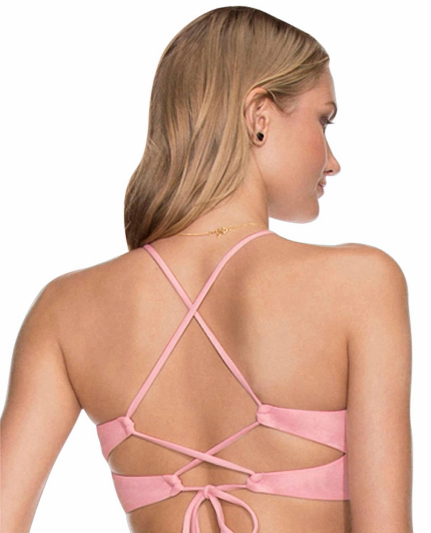 Honeycomb High Neck Bikini Top In Ballerina