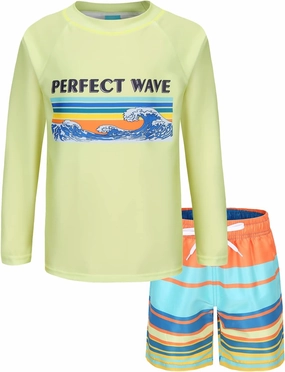 HowJoJo Kids Rash Guard Set Boys Long Sleeve Swim Trunks and Swim Shirt Sets Two Piece Swimsuits